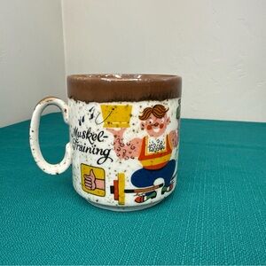 Vintage Germany Trimm Dich Fit Stoneware Mug Coffee Muskel Training Weights